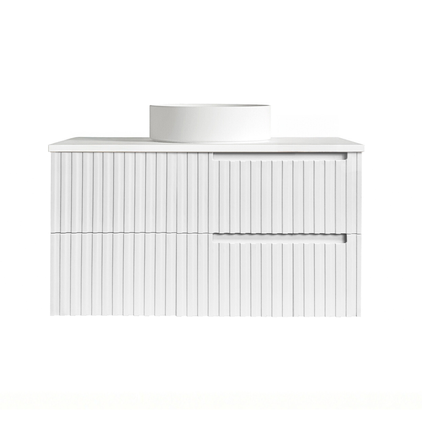 Noosa Fluted 900mm Satin White Wall Hung Vanity
