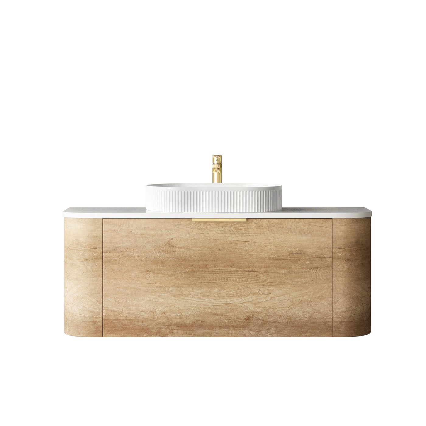 Bondi 1200mm Natural Oak Wall Hung Curve Vanity