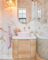 Bondi 600mm Natural Oak Wall Hung Curve Vanity (12TH & NTH Only)