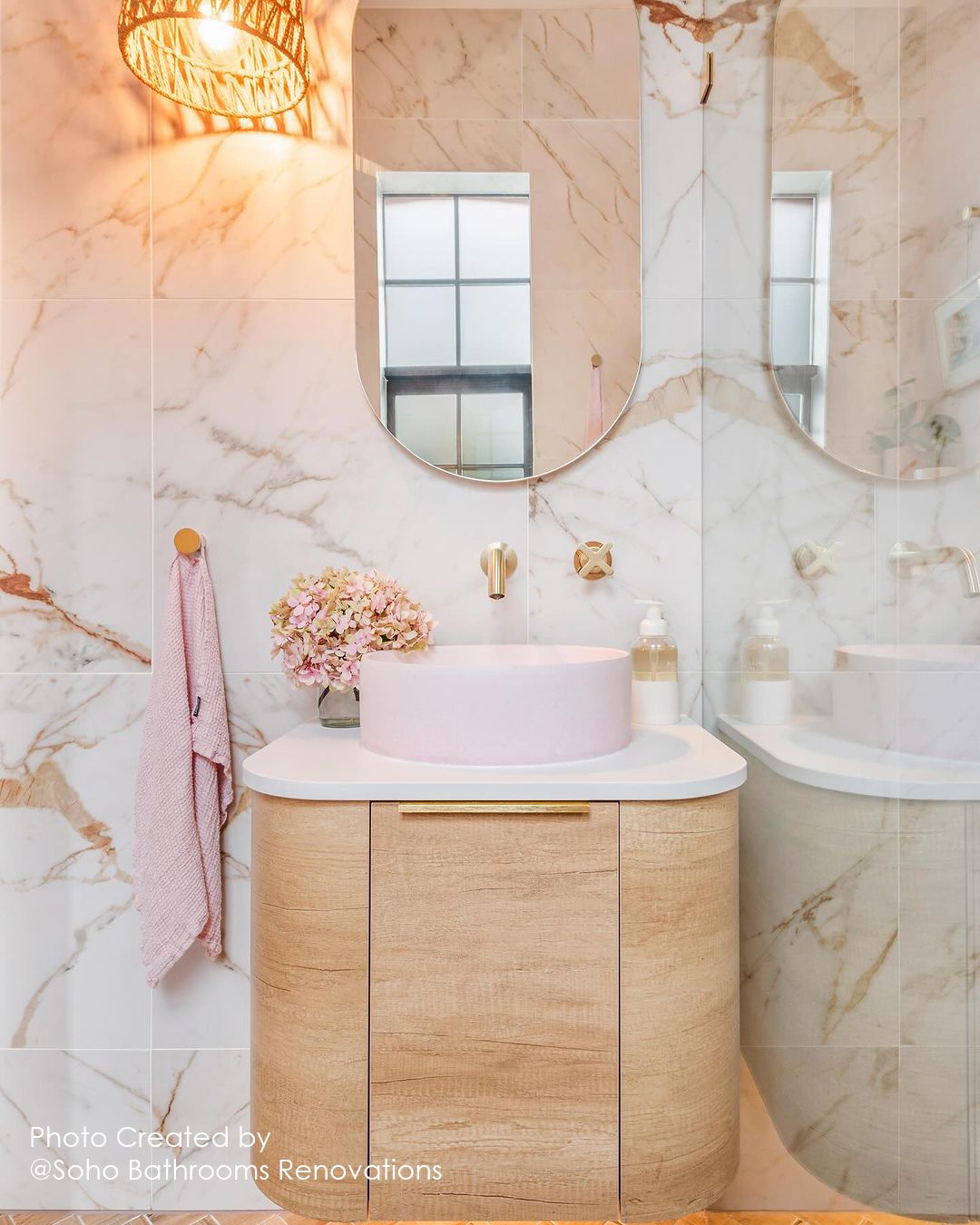 Bondi 600mm Natural Oak Wall Hung Curve Vanity (12TH & NTH Only)