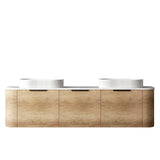 Bondi 1800mm Natural Oak Wall Hung Curve Vanity - front view (9 of 13)