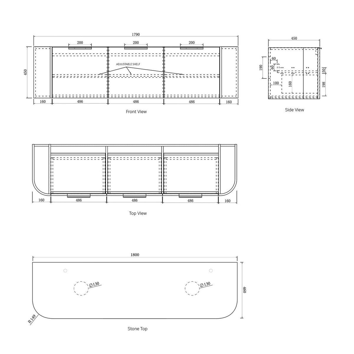 Otti Bondi Vanity 1800mm Double Basin