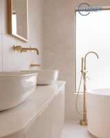 Bondi 1800mm Satin White Fluted Wall Hung Curve Vanity