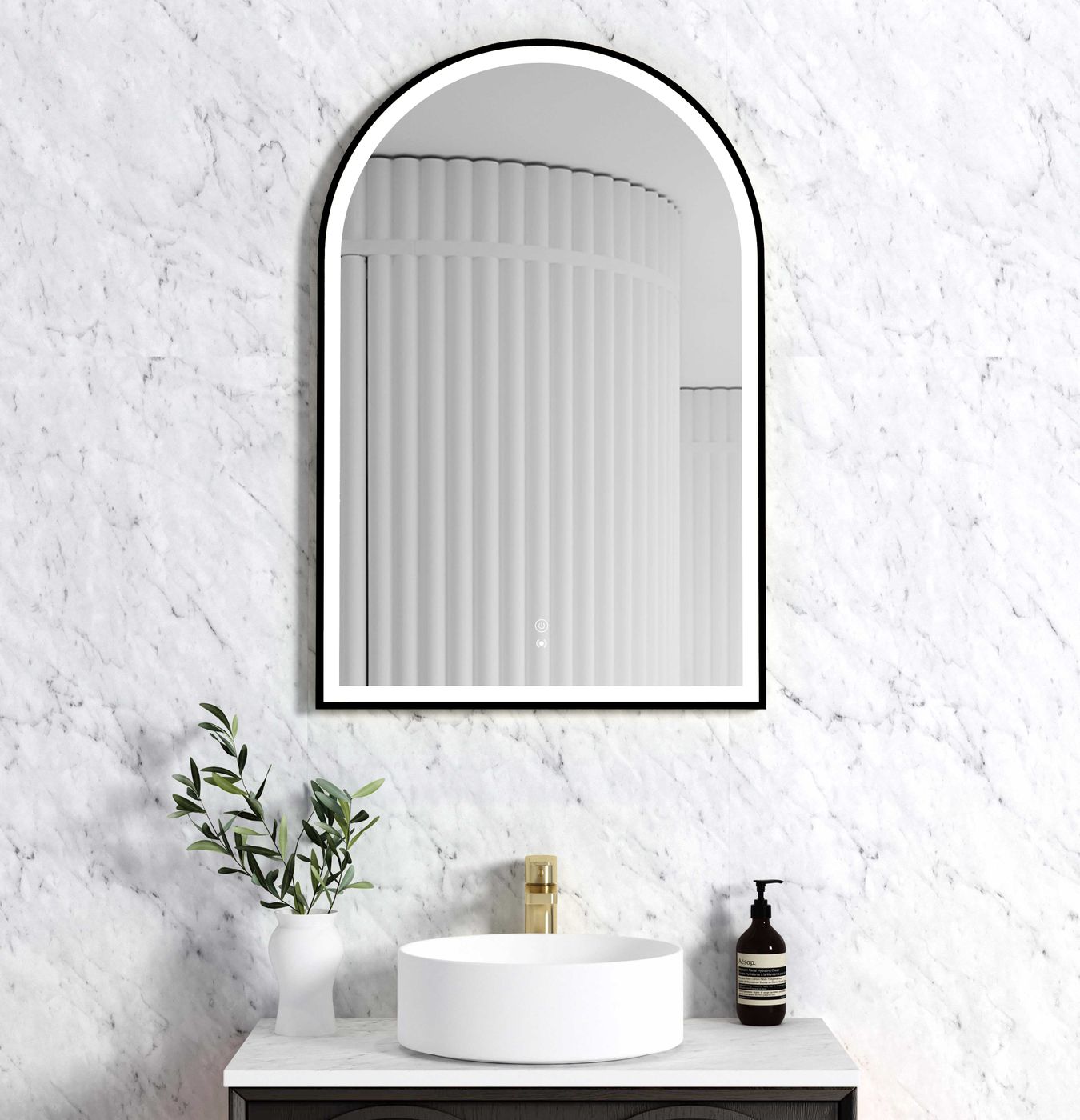 LED Archie 900(H)x600(W) Black Metal Frame Mirror