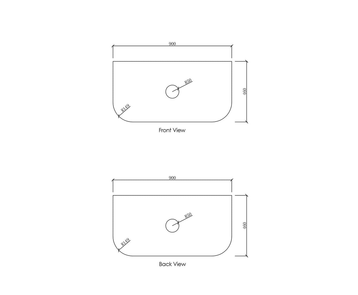 Bondi 900x460x18 Natural Carrara Marble Top - angled product view