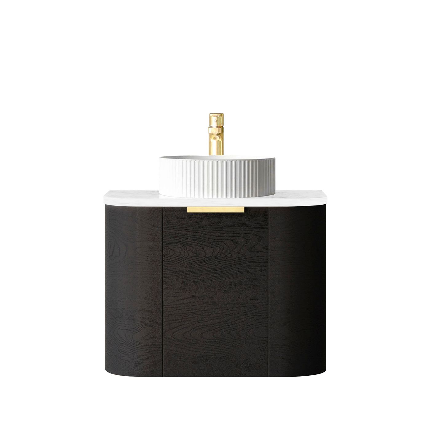 Bondi 600mm Black Oak Wall Hung Curve Vanity (12TH & NTH Only)