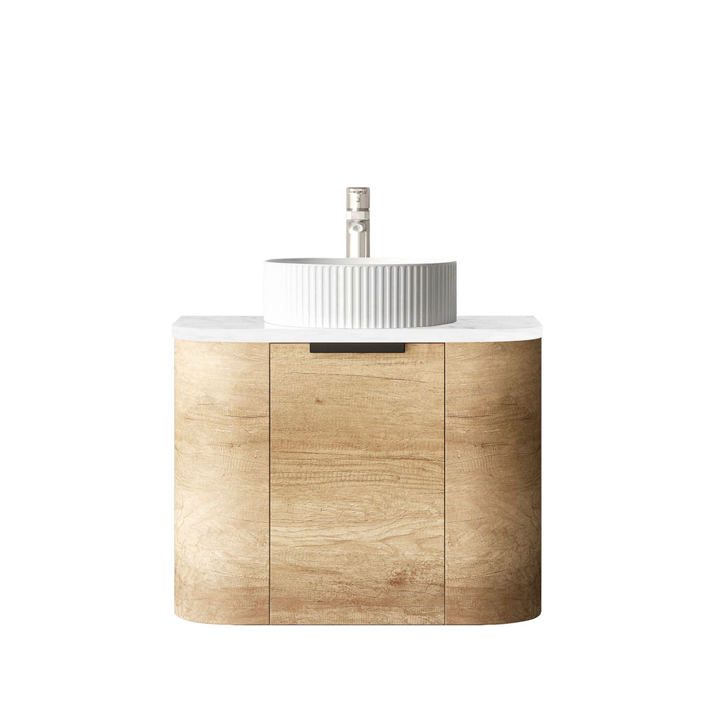 Bondi 600mm Natural Oak Wall Hung Curve Vanity (12TH & NTH Only)