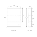Marlo 600x800 Matte Black Shaving Cabinet