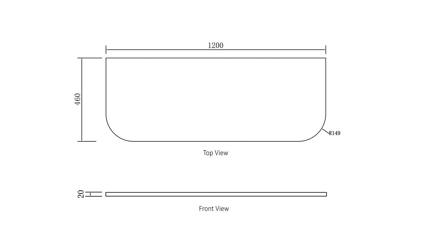Bondi 1200x460x20 Solid Surface Cloudy Carrara Top No Hole