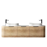 Bondi 1800mm Natural Oak Wall Hung Curve Vanity