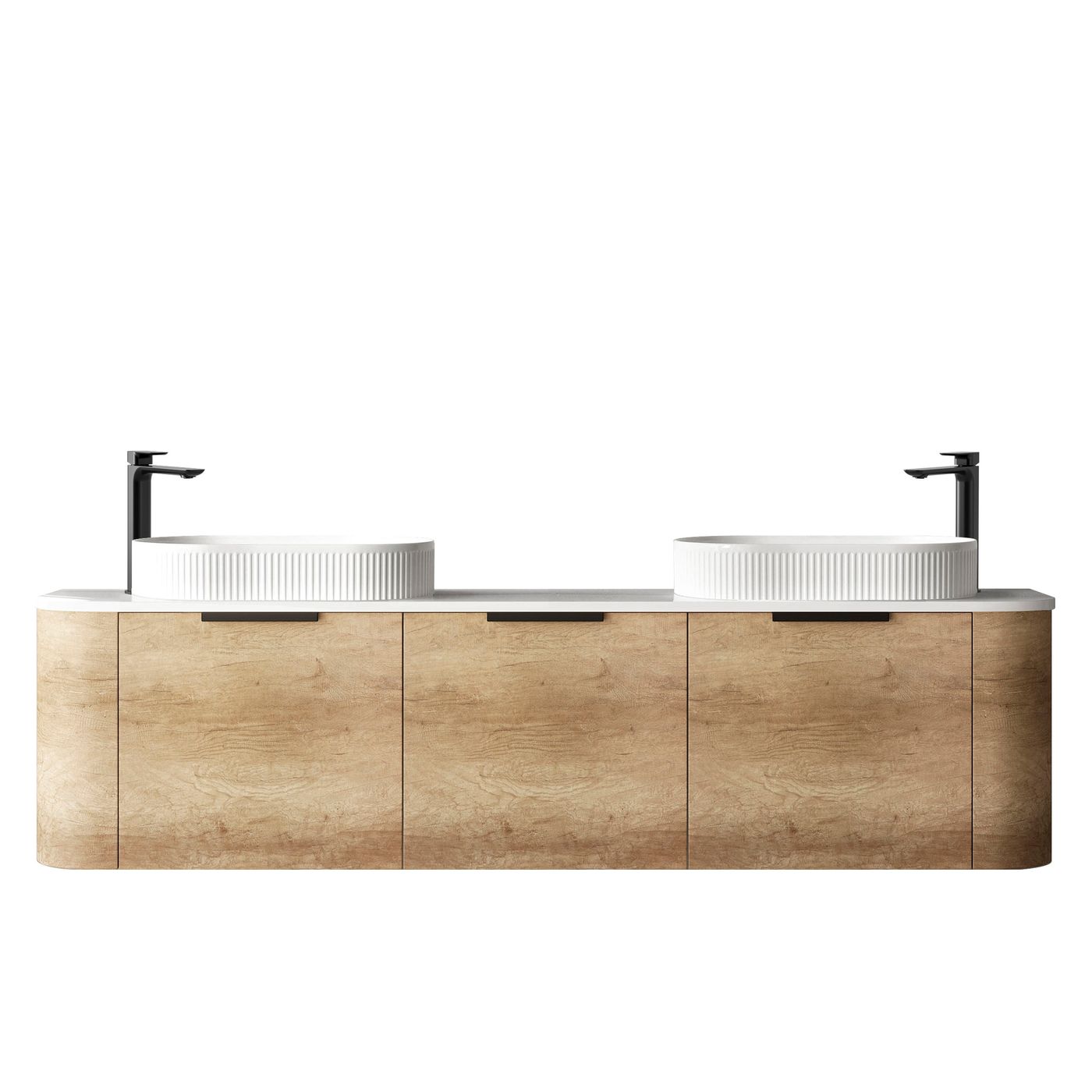 Bondi 1800mm Natural Oak Wall Hung Curve Vanity