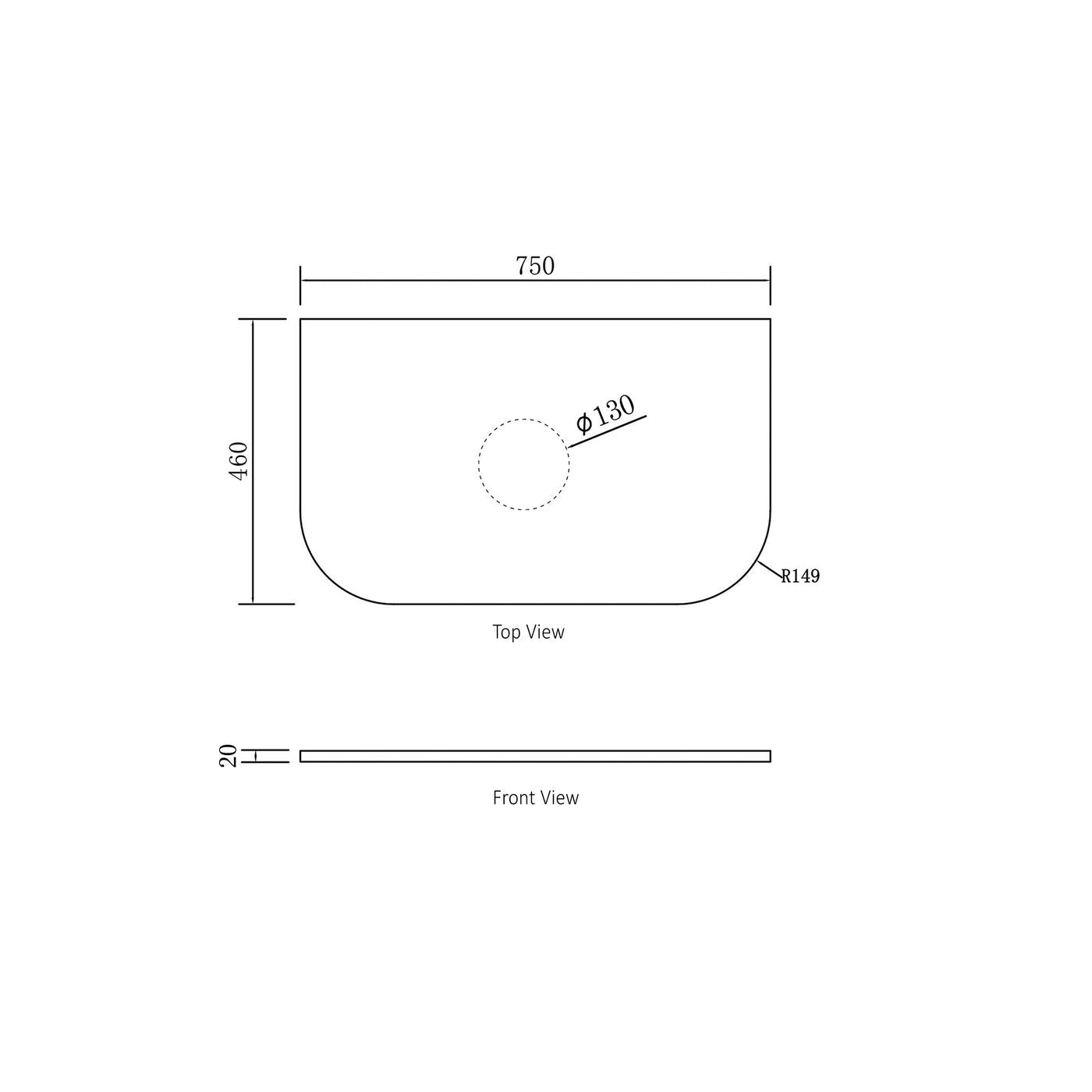 Bondi 750mm Black Oak Wall Hung Curve Vanity (12TH & NTH Only)