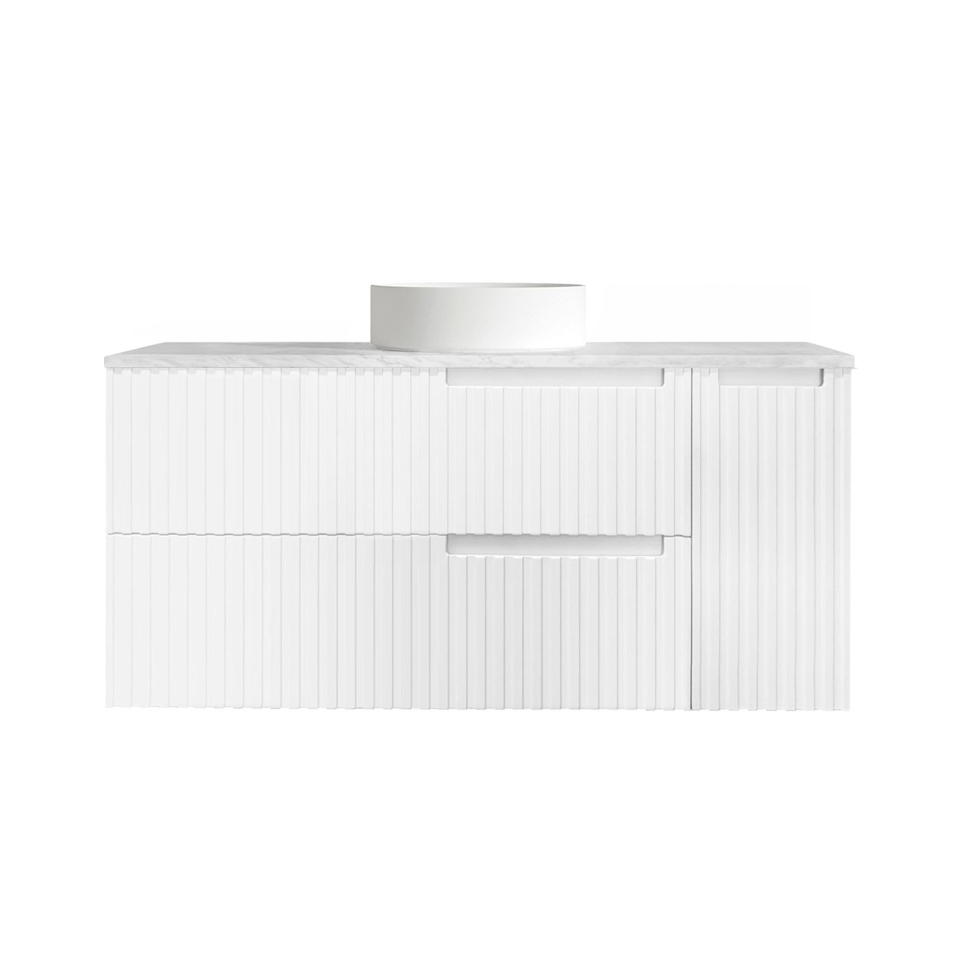 Noosa Fluted 1200mm Satin White Wall Hung Vanity