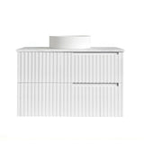Noosa Fluted 900mm Satin White Wall Hung Vanity