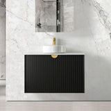 Marlo Fluted 900mm Matte Black Wall Hung Vanity