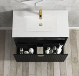 Marlo Fluted 900mm Matte Black Wall Hung Vanity - alternative product view