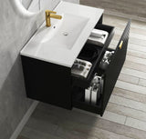 Marlo Fluted 900mm Matte Black Wall Hung Vanity