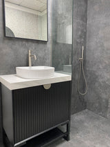 Marlo Fluted 900mm Matte Black Wall Hung Vanity - full product view