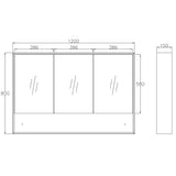 Byron 1200x800 Natural Oak Shaving Cabinet - side profile view