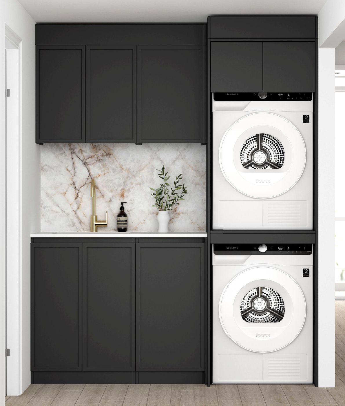 Hampshire Black Laundry Kit 1715x600x2100 - front view
