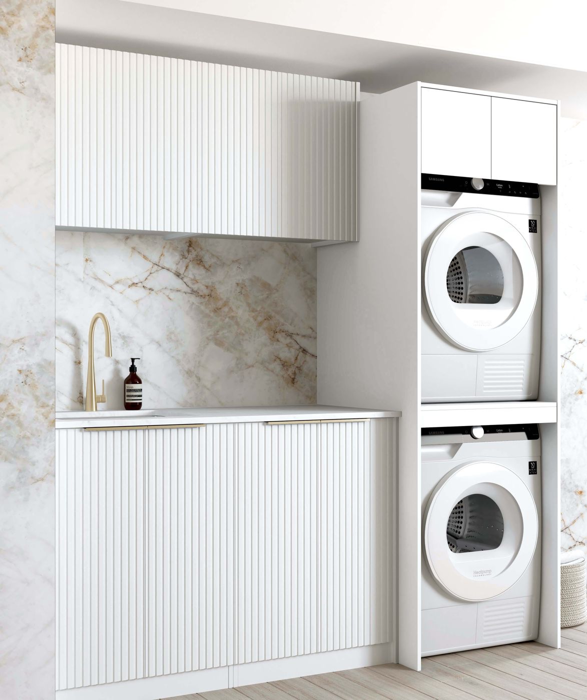 Noosa Fluted White Laundry Kit 1960x600x2100