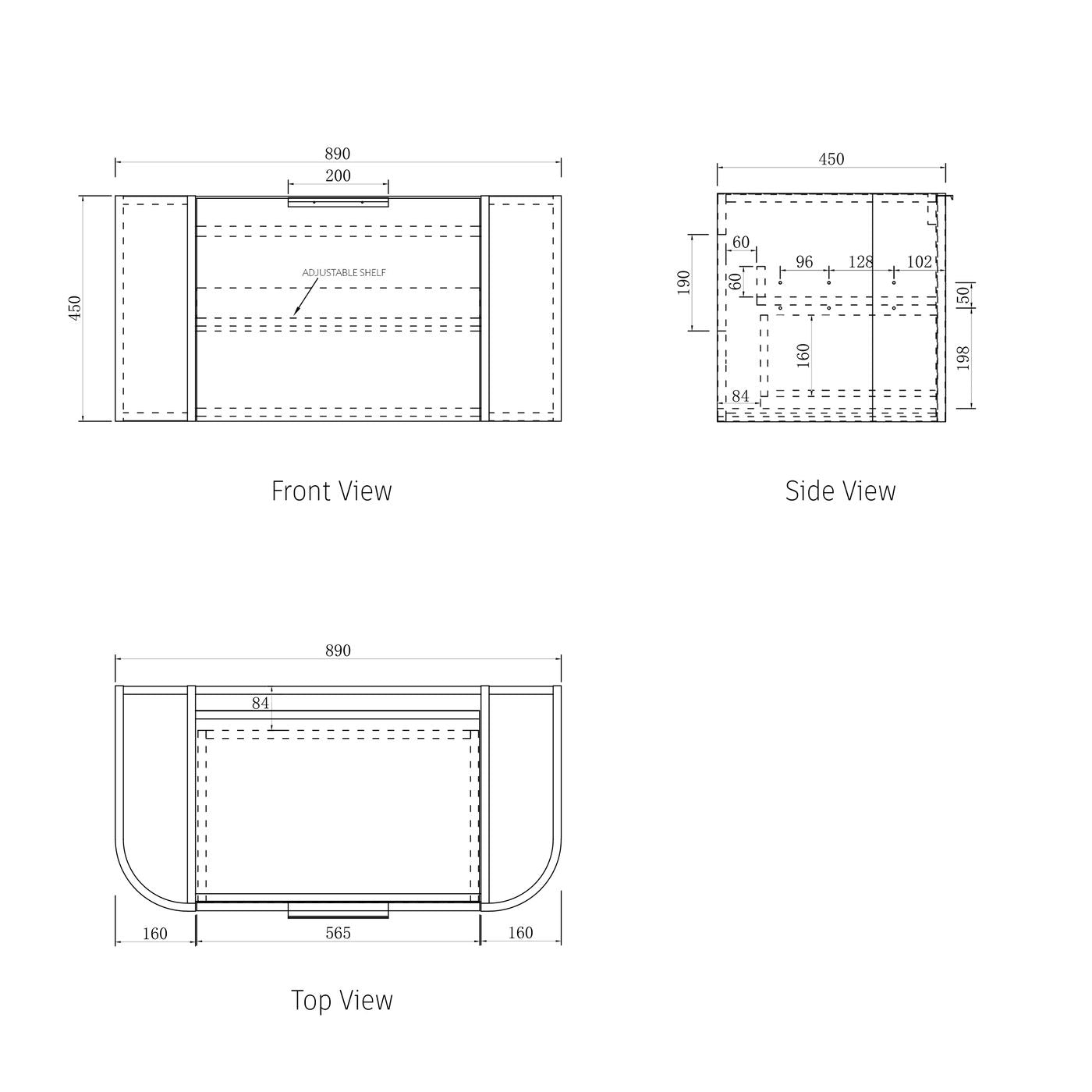 Bondi 900mm Woodland Oak Fluted Curve Vanity