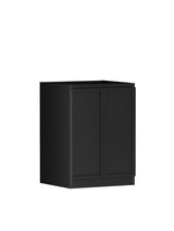 Hampshire Black Base Laundry Cabinet with Stone Top and Sink 1300x600x900
