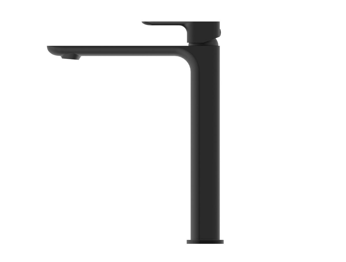 Oskar Tall Basin Mixer Matte Black - side profile view