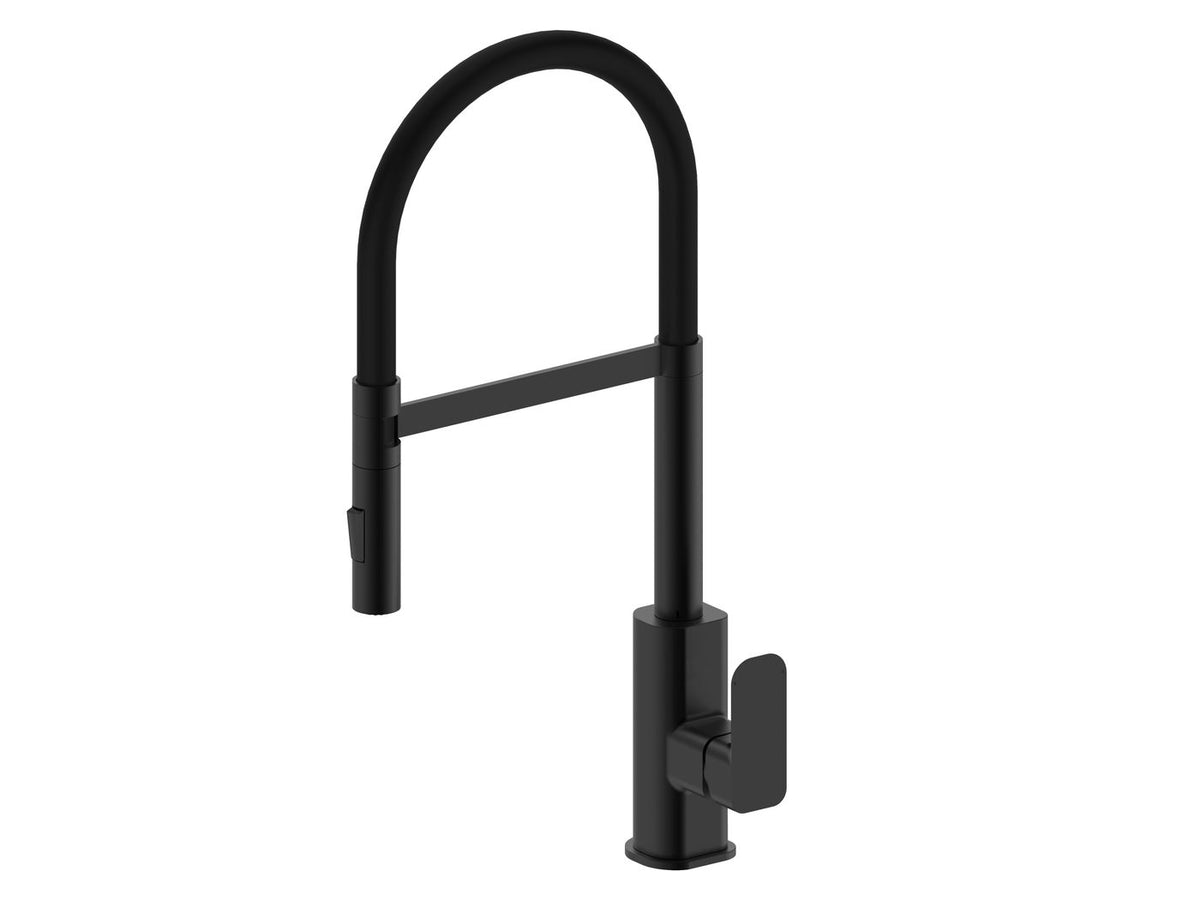 Oskar Pull Out Kitchen Mixer Matte Black - front view