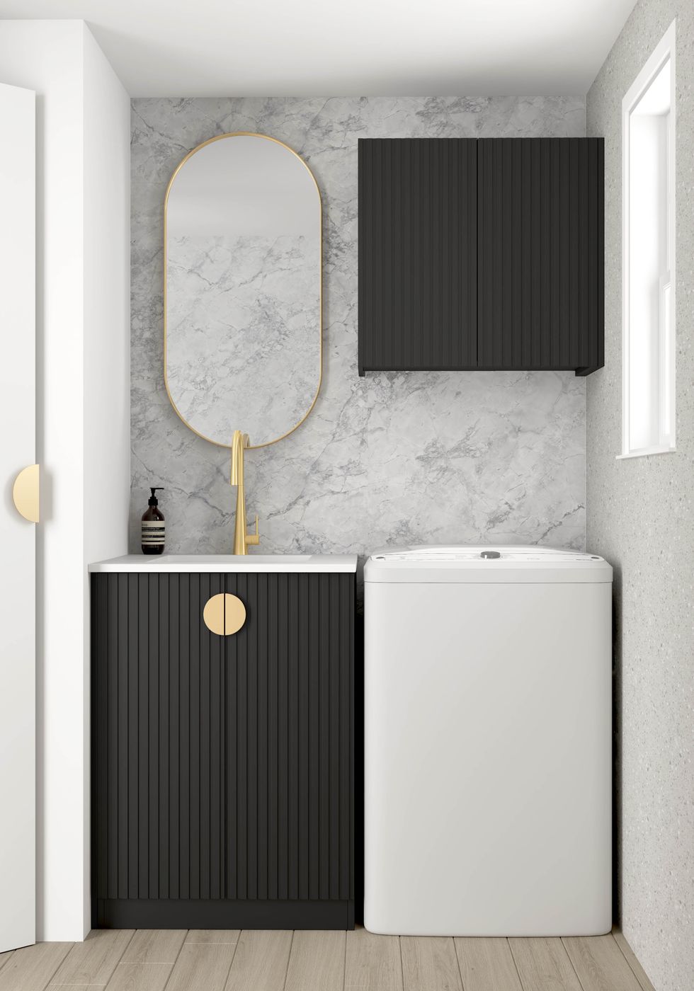 Marlo Fluted Black Mini Laundry