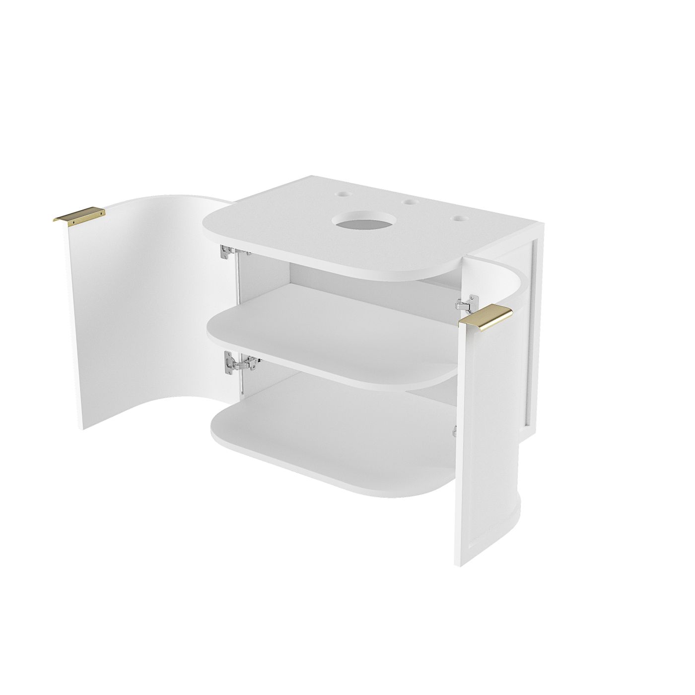 Hampshire 600mm Satin White Wall Hung Curve Vanity