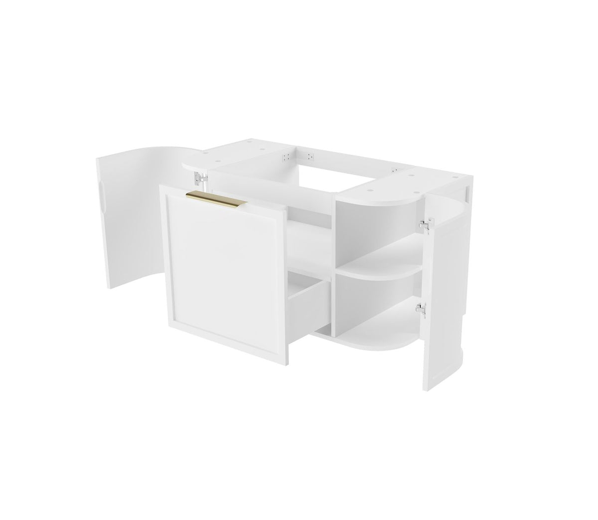 Hampshire 900mm Satin White Wall Hung Curve Vanity - rear mounting detail