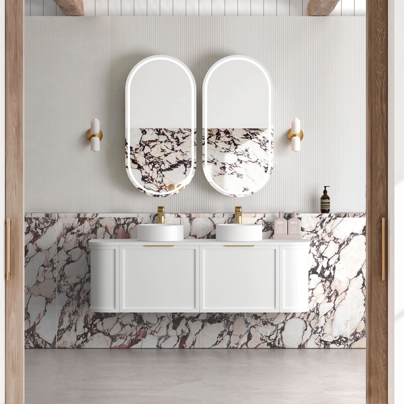 Hampshire 1500mm Satin White Wall Hung Curve Vanity