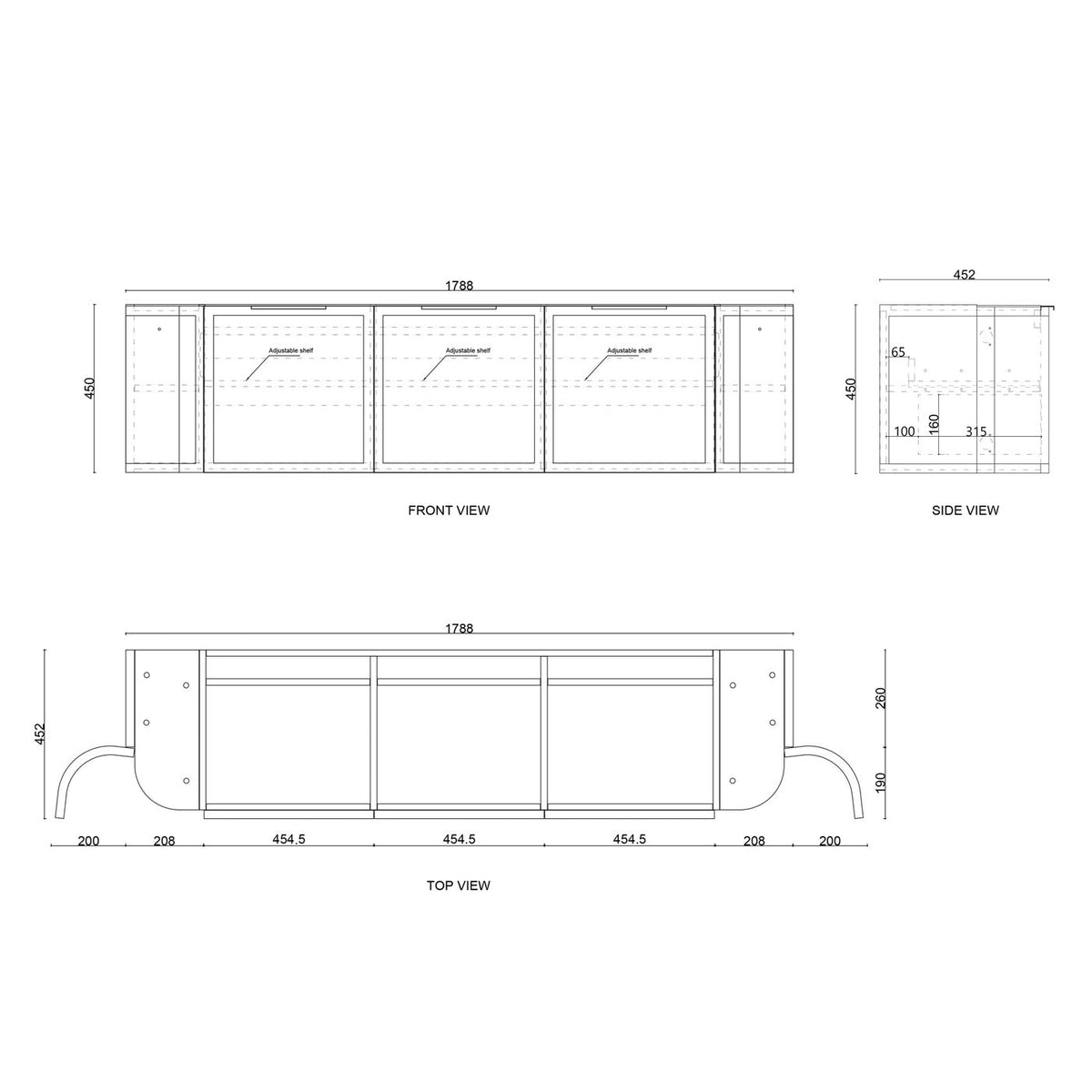 Hampshire 1800mm Satin White Wall Hung Curve Vanity - finish and profile close-up