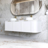 Hampshire 1800mm Satin White Wall Hung Curve Vanity