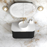 Hampshire 900mm Satin Black Wall Hung Curve Vanity