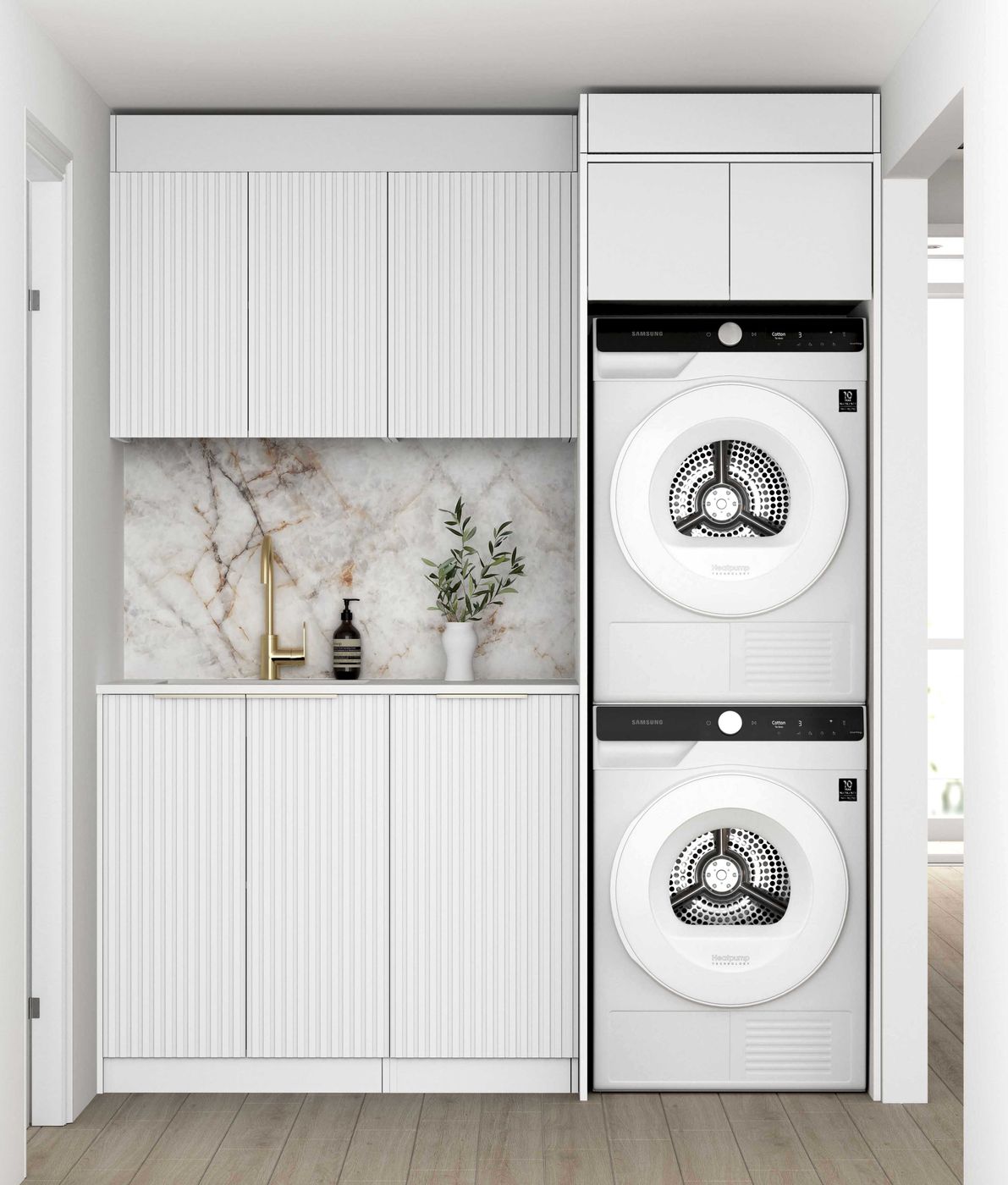 Noosa Fluted White Laundry Kit 1715x600x2100