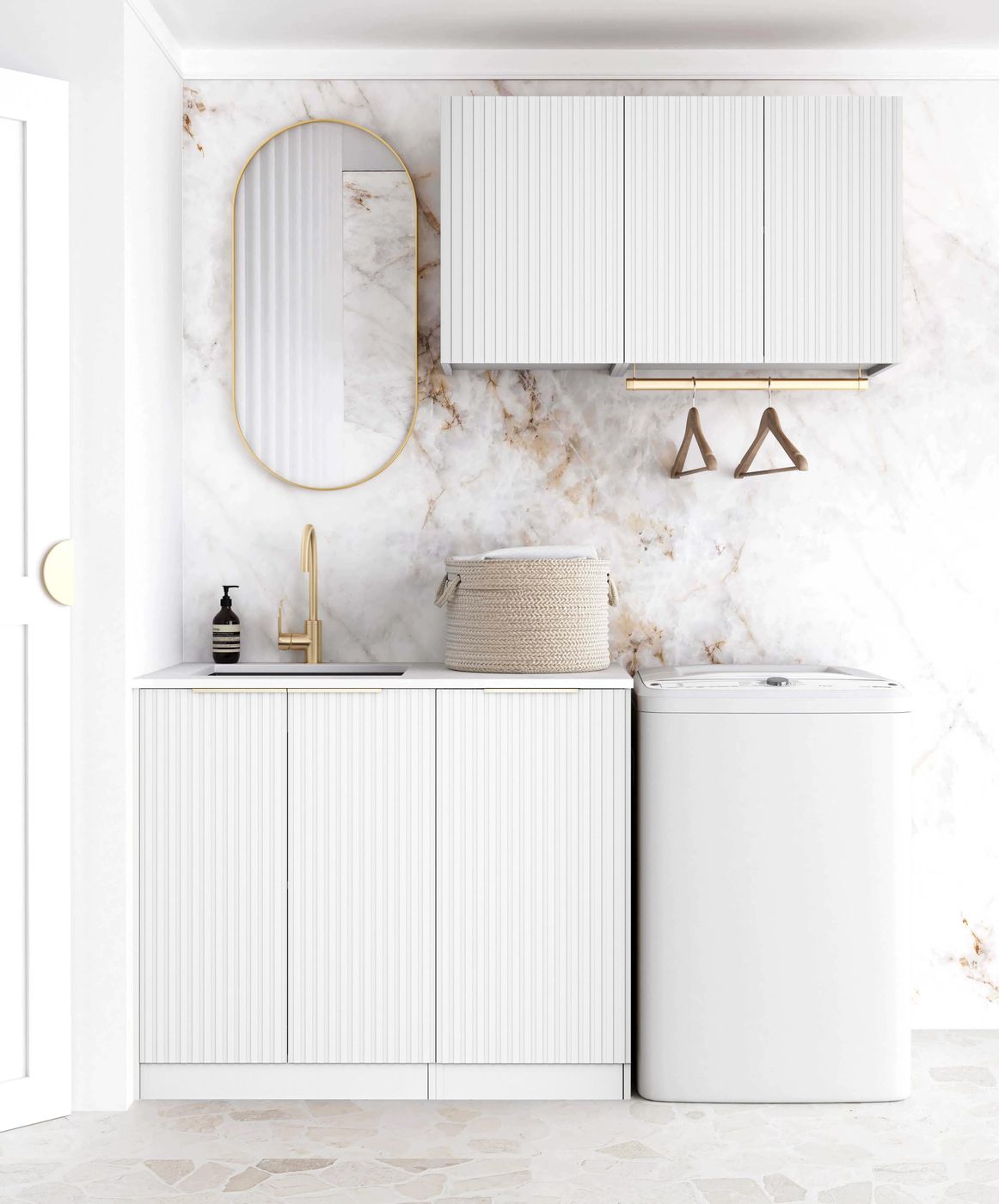 Noosa Fluted White Laundry Kit 1715x600x2100