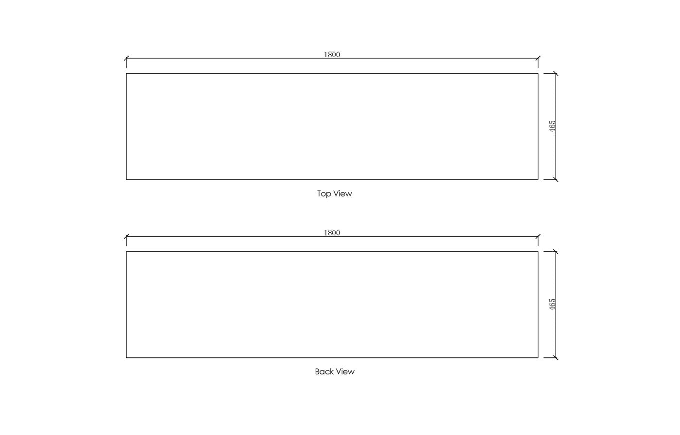 Solid Surface 1800x465x20 Matte White Top No Hole