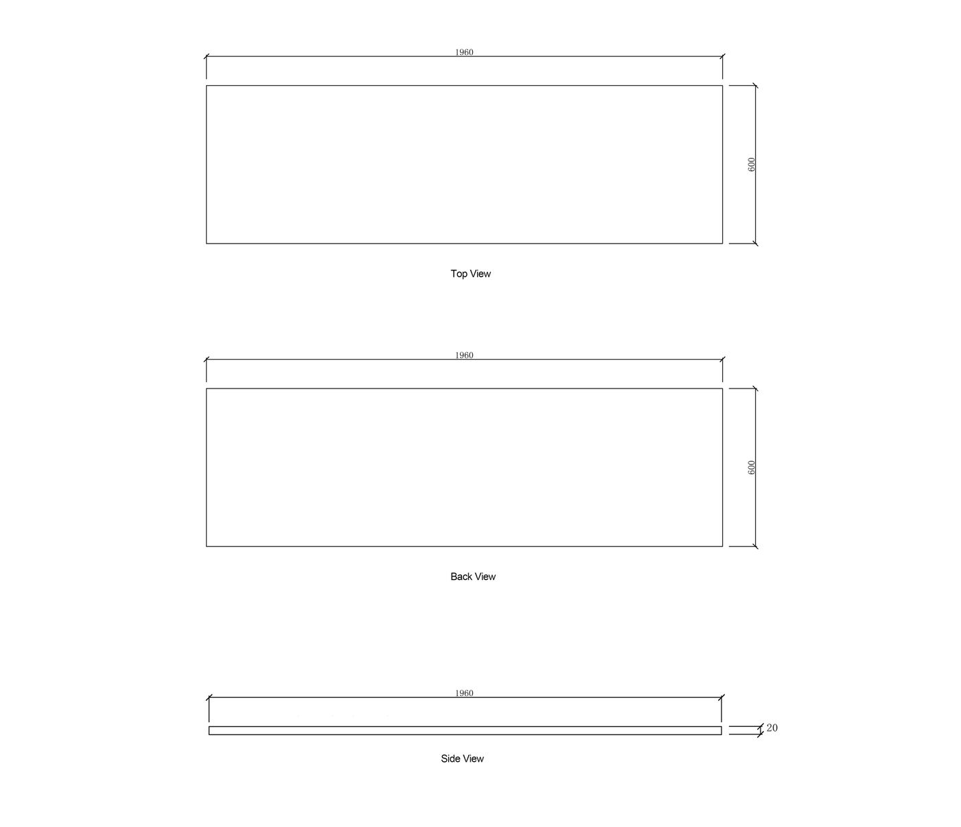 Laundry 1960mm Solid Surface Matte White Top - No Hole