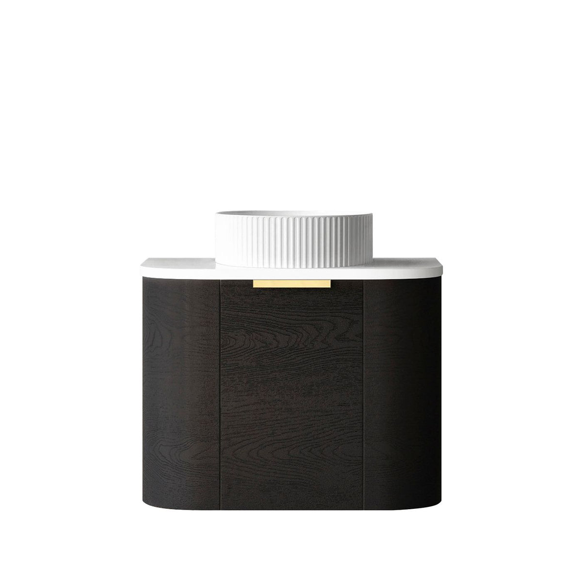 Bondi 600mm Black Oak Wall Hung Curve Vanity (12TH & NTH Only) - full product view (16 of 18)