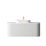 Bondi 1200mm Satin White Fluted Wall Hung Curve Vanity - front view (17 of 20)