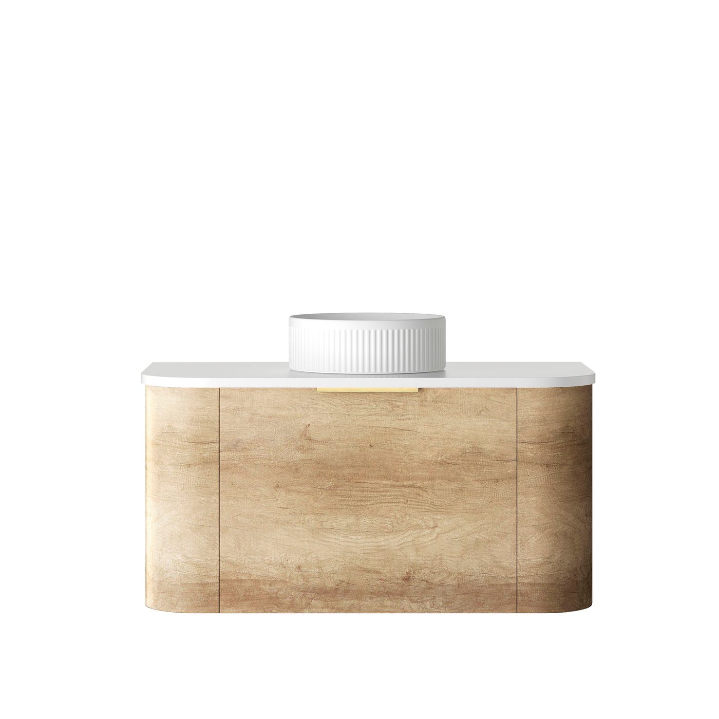 Bondi 900mm Natural Oak Wall Hung Curve Vanity