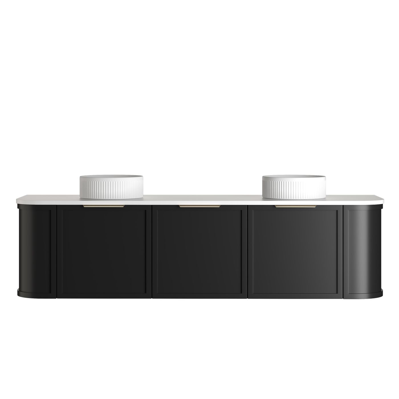 Hampshire 1800mm Satin Black Wall Hung Curve Vanity
