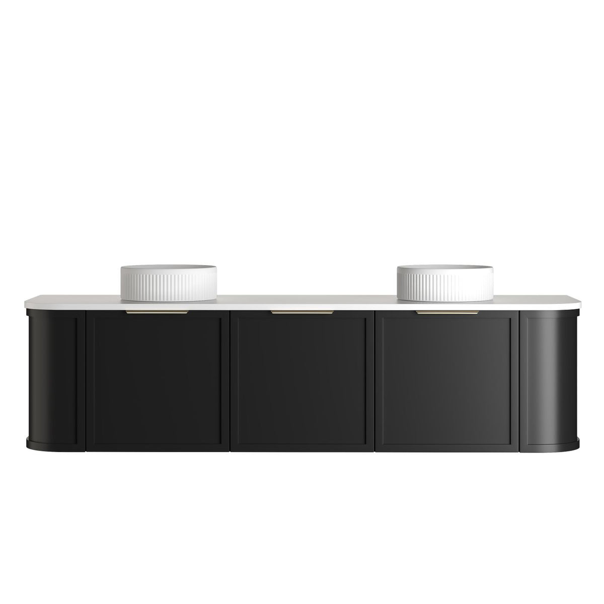 Hampshire 1800mm Satin Black Wall Hung Curve Vanity - rear mounting detail
