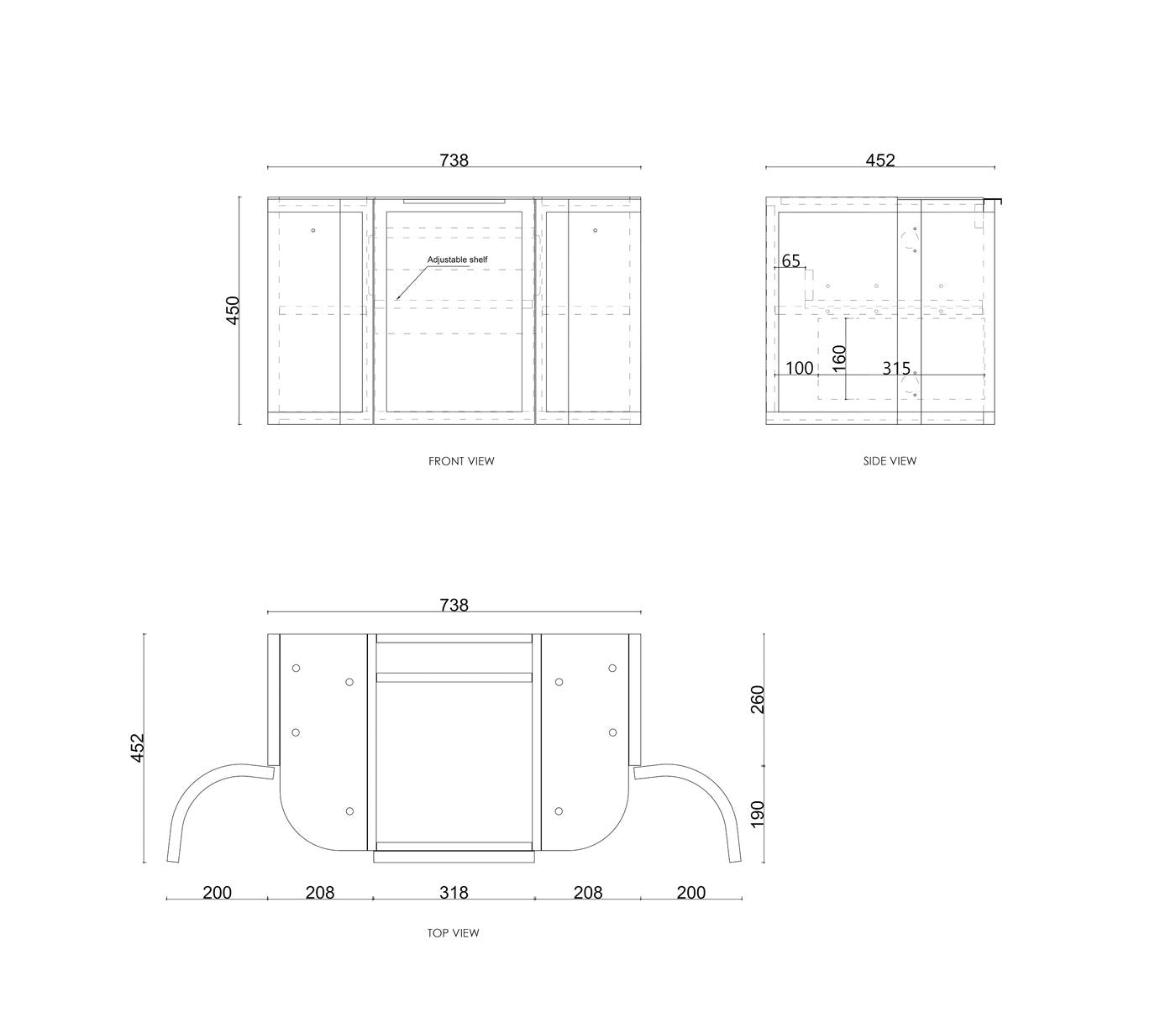 Hampshire 750mm Satin Black Wall Hung Curve Vanity (12TH & NTH Only)