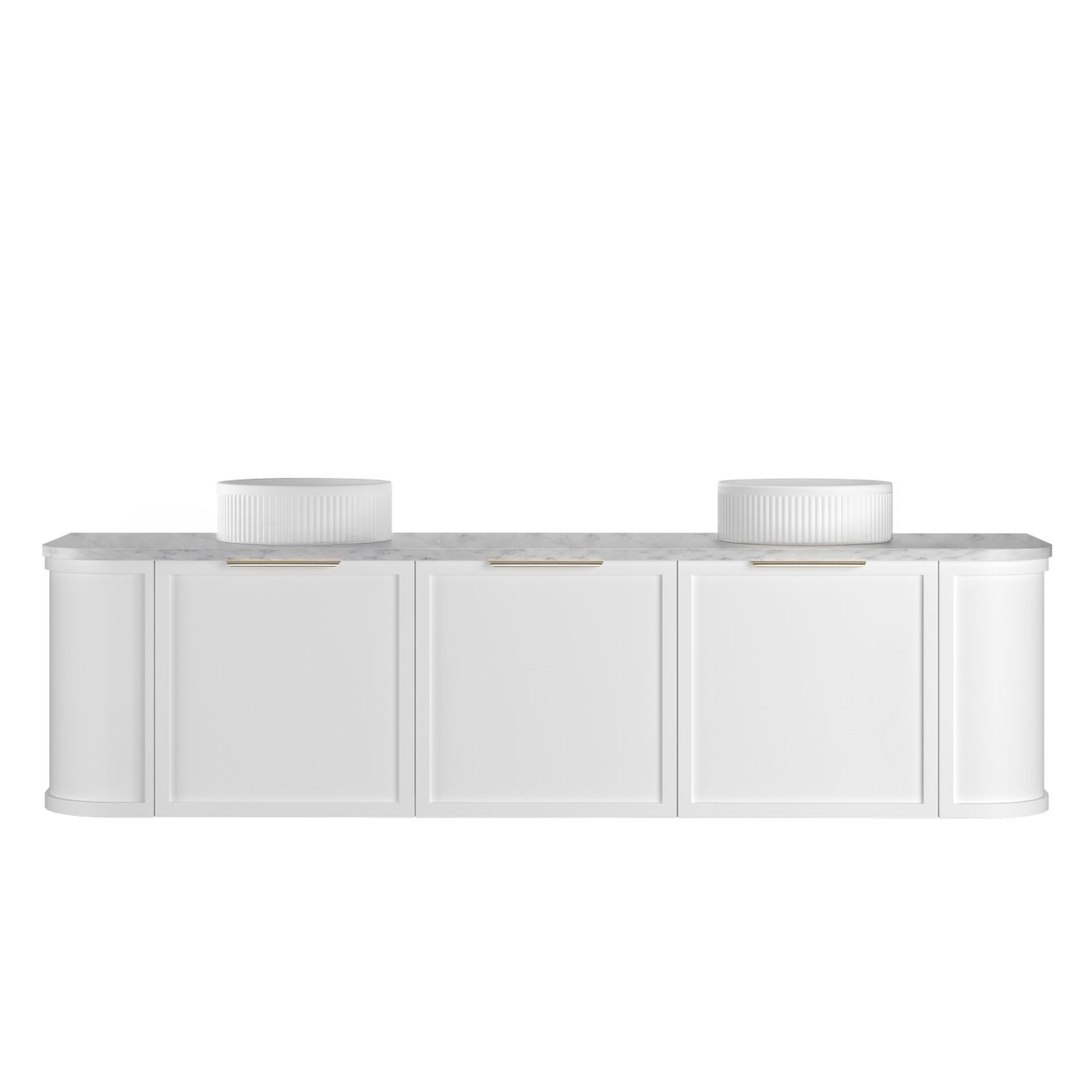 Hampshire 1800mm Satin White Wall Hung Curve Vanity