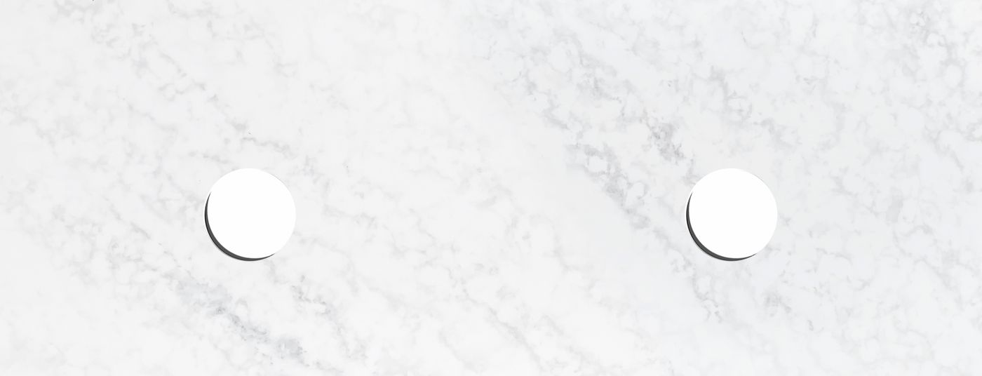 Solid Surface 1200x465x20 Cloudy Carrara Top Double Bowl