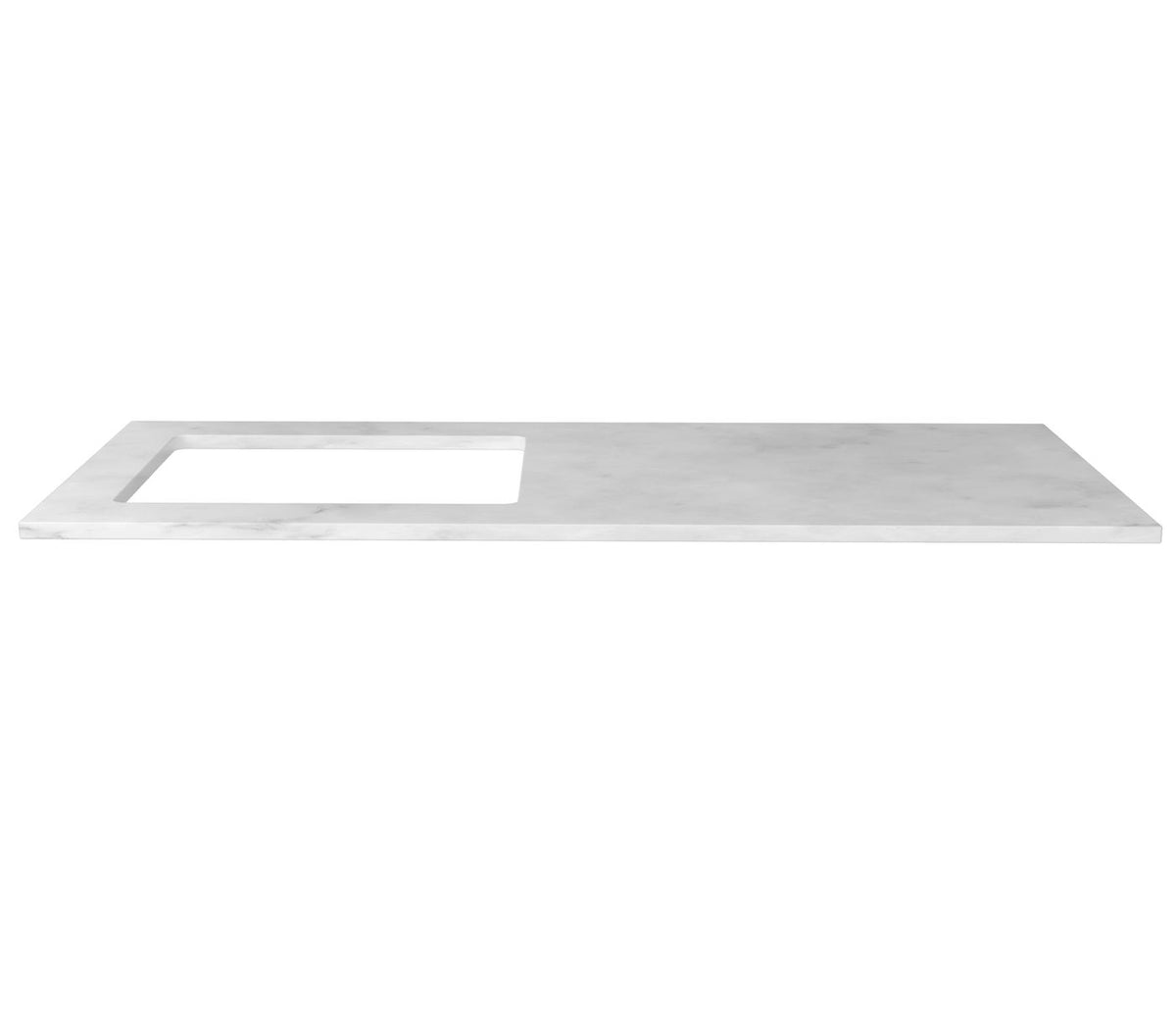 Laundry 1300mm Solid Surface Cloudy Carrara Top - angled product view