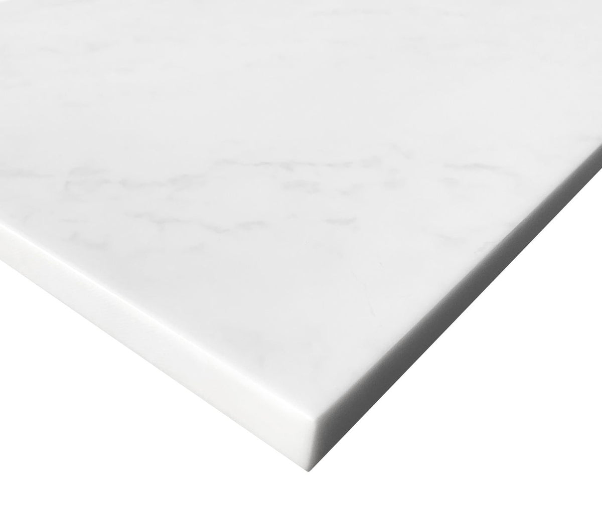 Laundry 1300mm Solid Surface Cloudy Carrara Top - close-up detail view